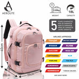 Aerolite (40x20x25cm) New and Improved 2024 Ryanair Maximum Size Hand Cabin Luggage/Backpack/Rucksack with YKK Zippers, Built-in USB Charging Port, Black