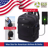 Aerolite 18" x 14" x 9" Carry On Backpack Maximum Size Under Seat Bag Luggage Eco-Friendly Approved For Southwest, AA, Delta, Jetblue Etc