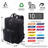 Aerolite 45x36x20cm Easyjet Maximum Eco-Friendly Super Premium Quality Backpack With Removable Small Carry Pouch Recycled Eco-Friendly, Shower-Resistant Cabin Luggage Approved Travel Carry On Flight Rucksack with 10 Year Warranty