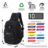 Aerolite 40x20x25cm Ryanair Maximum Premium Quality Eco-Friendly Tactical Backpack, Shower-Resistant Backpack For Camping Hiking Trekking, 20L Approved Travel Carry On Flight Rucksack with 10 Year Warranty + Luggage Scale + TSA Lock