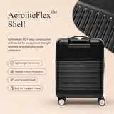 Aerolite FLX Front Opening Cabin Suitcase 55x40x20/23cm Expandable Carry On Luggage with Laptop Compartment, USB Charging, TSA Lock & Silent Wheels - Black