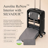 Aerolite FLX Front Opening Cabin Suitcase 55x40x20/23cm Expandable Carry On Luggage with Laptop Compartment, USB Charging, TSA Lock & Silent Wheels - Black