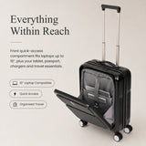 Aerolite FLX Front Opening Cabin Suitcase 55x40x20/23cm Expandable Carry On Luggage with Laptop Compartment, USB Charging, TSA Lock & Silent Wheels - Black