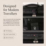 Aerolite FLX Front Opening Cabin Suitcase 55x40x20/23cm Expandable Carry On Luggage with Laptop Compartment, USB Charging, TSA Lock & Silent Wheels - Black