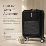 Aerolite FLX Front Opening Cabin Suitcase 55x40x20/23cm Expandable Carry On Luggage with Laptop Compartment, USB Charging, TSA Lock & Silent Wheels - Black