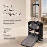 Aerolite FLX Front Opening Cabin Suitcase 55x40x20/23cm Expandable Carry On Luggage with Laptop Compartment, USB Charging, TSA Lock & Silent Wheels - Black