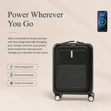 Aerolite FLX Front Opening Cabin Suitcase 55x40x20/23cm Expandable Carry On Luggage with Laptop Compartment, USB Charging, TSA Lock & Silent Wheels - Black