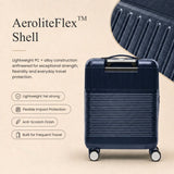 Aerolite FLX Front Opening Cabin Suitcase 55x40x20/23cm Expandable Carry On Luggage with Laptop Compartment, USB Charging, TSA Lock & Silent Wheels - Blue