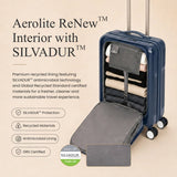 Aerolite FLX Front Opening Cabin Suitcase 55x40x20/23cm Expandable Carry On Luggage with Laptop Compartment, USB Charging, TSA Lock & Silent Wheels - Blue