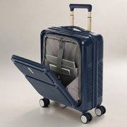 Aerolite FLX Front Opening Cabin Suitcase 55x40x20/23cm Expandable Carry On Luggage with Laptop Compartment, USB Charging, TSA Lock & Silent Wheels - Blue
