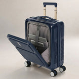 Aerolite FLX Front Opening Cabin Suitcase 55x40x20/23cm Expandable Carry On Luggage with Laptop Compartment, USB Charging, TSA Lock & Silent Wheels - Blue