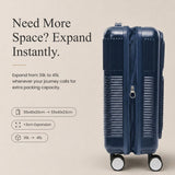 Aerolite FLX Front Opening Cabin Suitcase 55x40x20/23cm Expandable Carry On Luggage with Laptop Compartment, USB Charging, TSA Lock & Silent Wheels - Blue