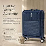 Aerolite FLX Front Opening Cabin Suitcase 55x40x20/23cm Expandable Carry On Luggage with Laptop Compartment, USB Charging, TSA Lock & Silent Wheels - Blue