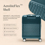 Aerolite FLX Front Opening Cabin Suitcase 55x40x20/23cm Expandable Carry On Luggage with Laptop Compartment, USB Charging, TSA Lock & Silent Wheels - Green