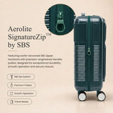 Aerolite FLX Front Opening Cabin Suitcase 55x40x20/23cm Expandable Carry On Luggage with Laptop Compartment, USB Charging, TSA Lock & Silent Wheels - Green