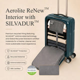 Aerolite FLX Front Opening Cabin Suitcase 55x40x20/23cm Expandable Carry On Luggage with Laptop Compartment, USB Charging, TSA Lock & Silent Wheels - Green