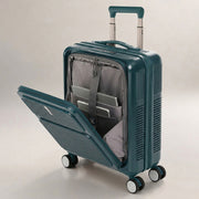 Aerolite FLX Front Opening Cabin Suitcase 55x40x20/23cm Expandable Carry On Luggage with Laptop Compartment, USB Charging, TSA Lock & Silent Wheels - Green