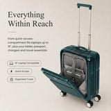Aerolite FLX Front Opening Cabin Suitcase 55x40x20/23cm Expandable Carry On Luggage with Laptop Compartment, USB Charging, TSA Lock & Silent Wheels - Green