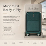 Aerolite FLX Front Opening Cabin Suitcase 55x40x20/23cm Expandable Carry On Luggage with Laptop Compartment, USB Charging, TSA Lock & Silent Wheels - Green