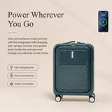 Aerolite FLX Front Opening Cabin Suitcase 55x40x20/23cm Expandable Carry On Luggage with Laptop Compartment, USB Charging, TSA Lock & Silent Wheels - Green