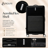 Aerolite FLX™ Premium Front Loading Large 30" Suitcase, Expandable to 125L, Lightweight PC Alloy Hard Shell, 8-Wheel Spinner, TSA Lock, 30 Inch Checked Luggage - Black