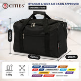 5 Cities (40x20x25cm) Hand Luggage Holdall Flight Bag, New and Improved 2025 Ryanair Maximum Sized Under Seat Cabin Holdall – Take The Max On Board