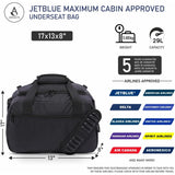 Aerolite Underseat 17x13x8” jetBlue Airline Maximum Size Carry On Holdall with 5 Year Guarantee, Premium Carry On Personal Item Eco - Friendly Travel Duffel Bag - Aerolite UK