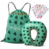 Kids Travel Accessories Set – Neck Pillow, Drawstring Bag & 50 Stickers, Children’s Travel Essentials Bundle for Flights, Holidays & Ride On Suitcases - Dinosaur
