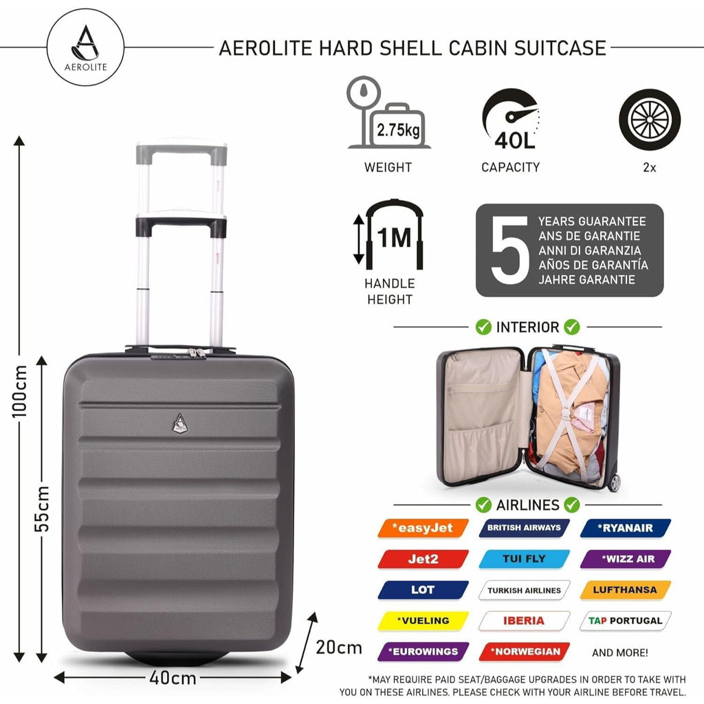 Aerolite Ryanair Maximum Bundle (55x40x20 Suitcase + 40x20x25 Holdall