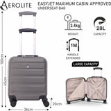 Aerolite 45x36x20cm easyJet Maximum Size 8 Wheel ABS Hard Shell Carry On Hand Cabin Luggage Underseat Flight Travel Bag Spinner Suitcase 45x36x20 with TSA Lock & 5 Year Warranty - Aerolite UK