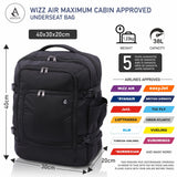 Aerolite 40x30x20 Wizz Air Maximum Size Backpack Eco-Friendly Cabin Luggage Approved Travel Carry On Holdall Lightweight Shoulder Bag Flight Rucksack with YKK Zippers 5 Year Warranty - Aerolite UK