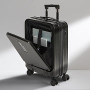 Aerolite M-Lite Smart 21” Cabin Suitcase – Expandable 55x40x20cm to 55x40x23cm, Front Laptop Compartment, Silent Japanese Hinomoto Wheels with Brake Button, Durable Polypropylene, USB Charging & TSA Lock