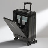 Aerolite M-Lite Smart 21” Cabin Suitcase – Expandable 55x40x20cm to 55x40x23cm, Front Laptop Compartment, Silent Japanese Hinomoto Wheels with Brake Button, Durable Polypropylene, USB Charging & TSA Lock
