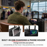 Aerolite M-Lite Smart 21” Cabin Suitcase – Expandable 55x40x20cm to 55x40x23cm, Front Laptop Compartment, Silent Japanese Hinomoto Wheels with Brake Button, Durable Polypropylene, USB Charging & TSA Lock