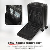 Aerolite M-Lite Smart 21” Cabin Suitcase – Expandable 55x40x20cm to 55x40x23cm, Front Laptop Compartment, Silent Japanese Hinomoto Wheels with Brake Button, Durable Polypropylene, USB Charging & TSA Lock