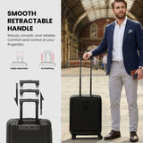 Aerolite M-Lite Smart 21” Cabin Suitcase – Expandable 55x40x20cm to 55x40x23cm, Front Laptop Compartment, Silent Japanese Hinomoto Wheels with Brake Button, Durable Polypropylene, USB Charging & TSA Lock