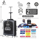 Aerolite MiniMAX 20L Wizz Air 40x30x20 Maximum Size Cabin Hand Luggage Under Seat Trolley Backpack Carry On Cabin Hand Luggage Bag 2 Wheel (Black) - Aerolite UK