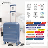 Aerolite Expandable Cabin Suitcase 55x40x20cm to 55x40x23cm – Ryanair Priority, Wizz Air & Lufthansa Approved Carry On Luggage with TSA Lock, 8 Spinner Wheels & ABS-Polycarbonate Shell (Blue)