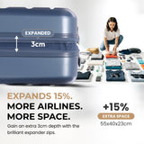 Aerolite Expandable Cabin Suitcase 55x40x20cm to 55x40x23cm – Ryanair Priority, Wizz Air & Lufthansa Approved Carry On Luggage with TSA Lock, 8 Spinner Wheels & ABS-Polycarbonate Shell (Blue)