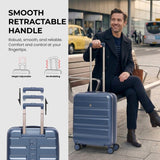 Aerolite Expandable Cabin Suitcase 55x40x20cm to 55x40x23cm – Ryanair Priority, Wizz Air & Lufthansa Approved Carry On Luggage with TSA Lock, 8 Spinner Wheels & ABS-Polycarbonate Shell (Blue)