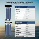 Aerolite Expandable Cabin Suitcase 55x40x20cm to 55x40x23cm – Ryanair Priority, Wizz Air & Lufthansa Approved Carry On Luggage with TSA Lock, 8 Spinner Wheels & ABS-Polycarbonate Shell (Blue)