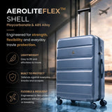 Aerolite Large 28" 100L Lightweight ABS-Polycarbonate Hard Shell Suitcase, 4 Dual Wheel Spinner, TSA Lock, Durable Check-In Hold Luggage - Blue