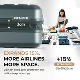 Aerolite Expandable 55x40x20cm to 55x40x23cm Ryanair Priority, Wizz Air Priority, Lufthansa Max Size Lightweight Hard Shell Carry On Hand Cabin Luggage Suitcase with 4 Wheels (FOREST GREEN)