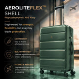 Aerolite Extra Large XL 32" 144L Lightweight ABS-polycarbonate alloy Hard Shell Suitcase, 4 Dual Wheel Spinner, TSA Lock, Heavy-Duty Check-In Travel Luggage - Forest Green