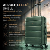 Aerolite Large 28" 100L Lightweight ABS-Polycarbonate Hard Shell Suitcase, 4 Dual Wheel Spinner, TSA Lock, Durable Check-In Hold Luggage - Forest Green