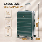 Aerolite Large 28" 100L Lightweight ABS-Polycarbonate Hard Shell Suitcase, 4 Dual Wheel Spinner, TSA Lock, Durable Check-In Hold Luggage - Forest Green