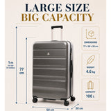 Aerolite Large 28" 100L Lightweight ABS-Polycarbonate Hard Shell Suitcase, 4 Dual Wheel Spinner, TSA Lock, Durable Check-In Hold Luggage - Graphite Shadow