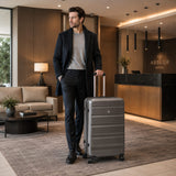 Aerolite Large 28" 100L Lightweight ABS-Polycarbonate Hard Shell Suitcase, 4 Dual Wheel Spinner, TSA Lock, Durable Check-In Hold Luggage - Graphite Shadow
