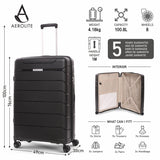 Aerolite Premium PP 2-Piece Luggage Set, Lightweight Polypropylene Hard Shell Suitcases with 4 Dual Spinner Wheels & TSA Lock, Expandable Cabin (21”), Large (28”), Expandable Carry-On Case Included – Black