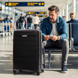 Aerolite 28” Large 100L Lightweight Polypropylene (PP) Check-In Suitcase – Hard Shell Luggage with Spinner Wheels, TSA Lock & Waterproof Pocket, Black